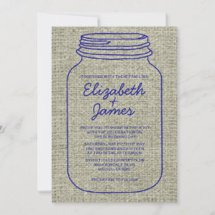 Invitations au mariage Mason Jar de Royal Blue Bur
