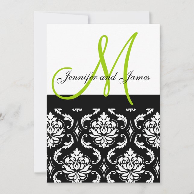 Invitations au mariage Monogramme vert Noms des da (Devant)