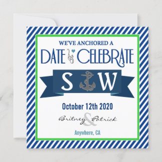 Invitations au mariage nautique blanc bleu bleu de
