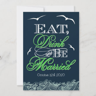 Invitations au mariage nautique bleu et vert de la