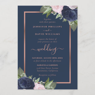 Invitations au mariage pour les noix d'or de Navy 