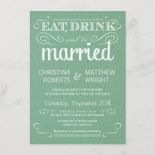 Invitations au mariage rustique vert Burlap