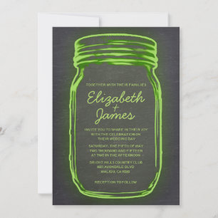 Invitations au mariage Vintage de Lime Mason Jar