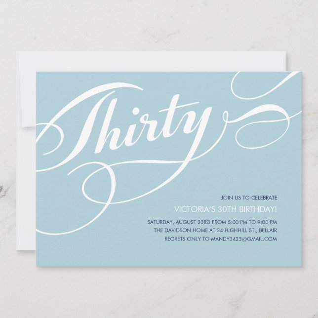 Invitations aux 30 ans de Blue Elegant (Devant)