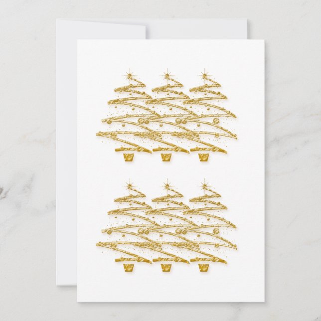 Invitations aux arbres de Noël en or blanc (Devant)