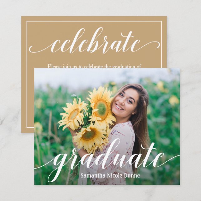 Invitations aux diplômés de photo élégante du budg (Devant / Derrière)