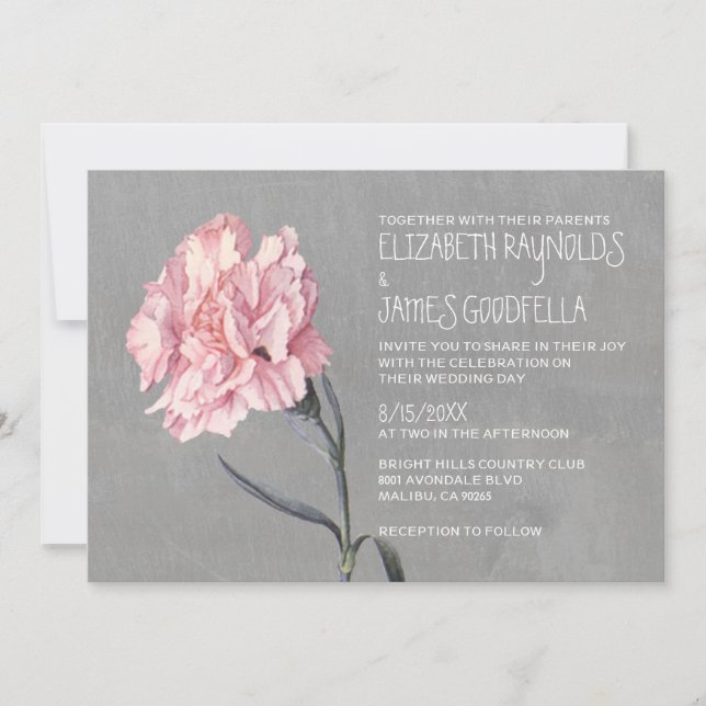 Invitations aux mariages de carnations (Devant)