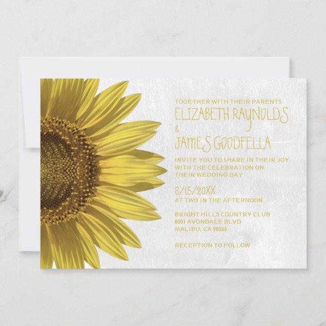 Invitations aux mariages de tournesols (Devant)