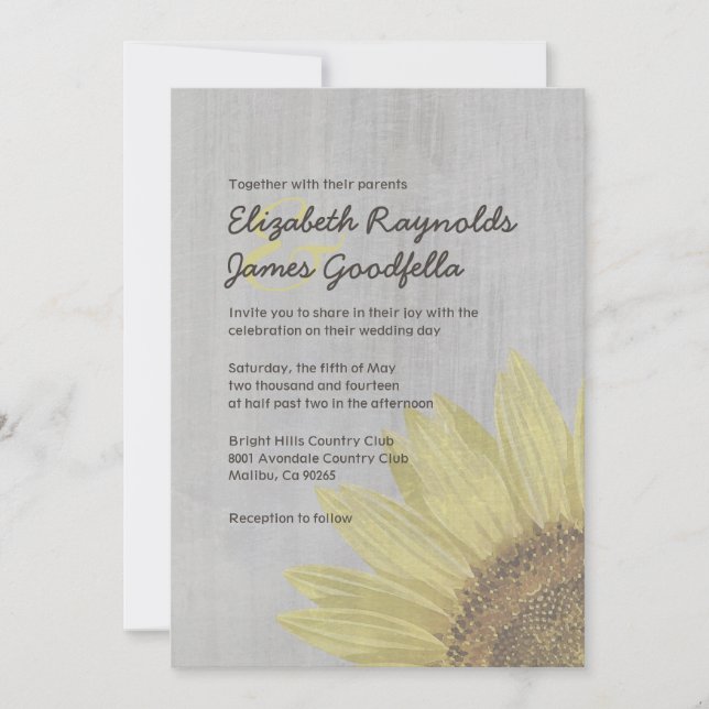 Invitations aux mariages de tournesols Vintages (Devant)