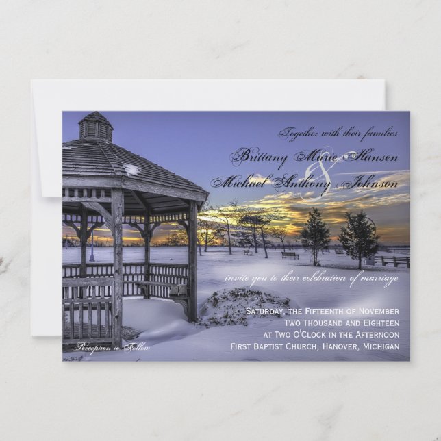 Invitations aux mariages d'hiver de Snow Gazebo Tr (Devant)