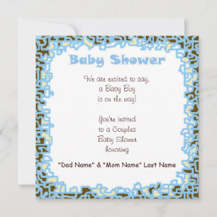 Invitations Baby Boy Baby shower Cartes Brown bleu
