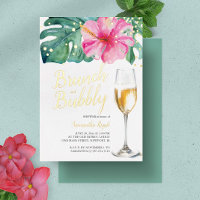 Invitations baby shower | Fleur tropicale rose
