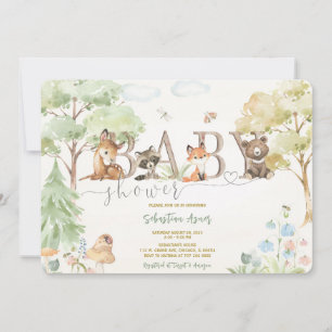 Invitations baby shower Woodland