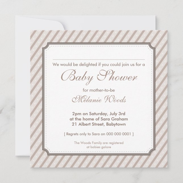 INVITATIONS baby showers :: bandes de bonbons 5SQ (Devant)