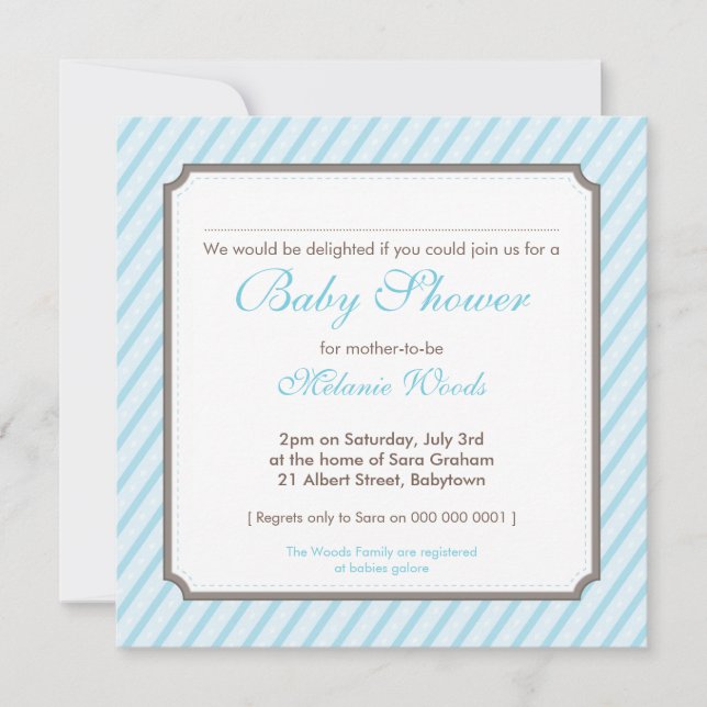 INVITATIONS baby showers :: bonbons rayures 2SQ (Devant)