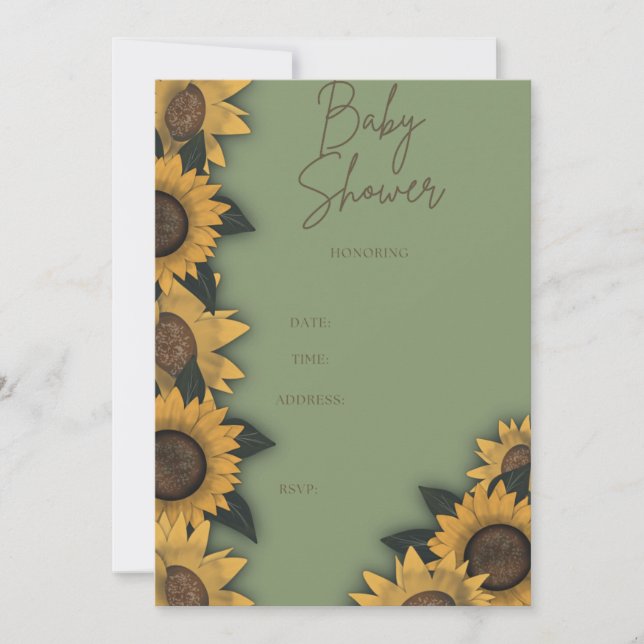 Invitations Baby showers de fleurs de tournesol (Devant)