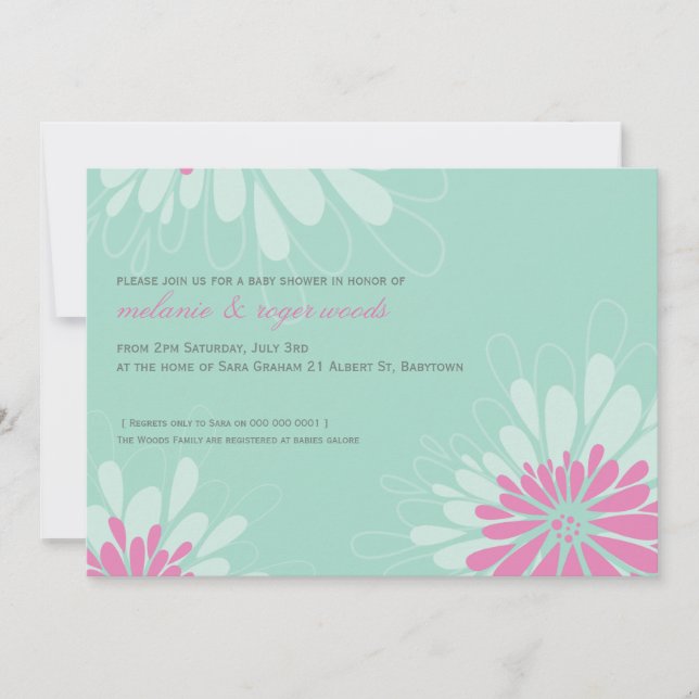 INVITATIONS baby showers :: floraison moderne 1L (Devant)