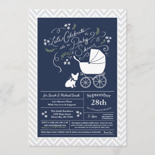 Invitations Baby showers français Bulldog
