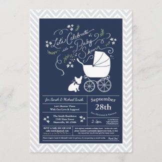 Invitations Baby showers français Bulldog