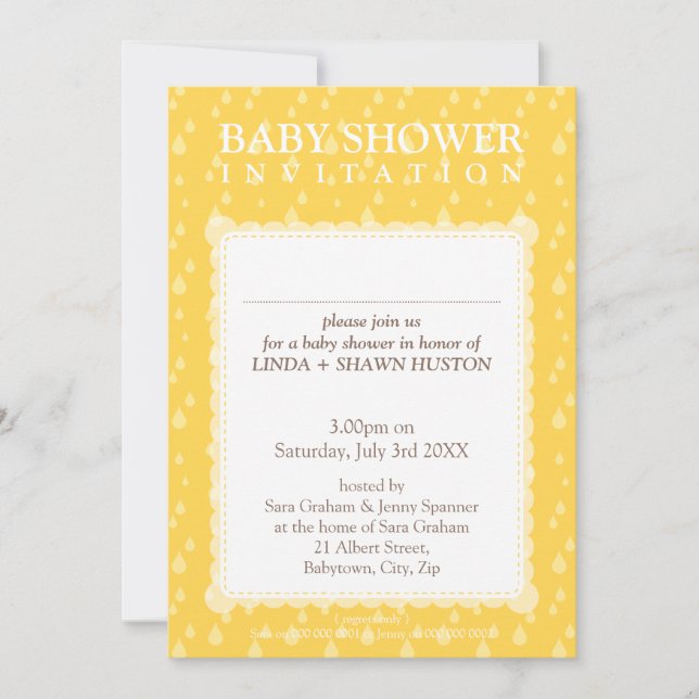 INVITATIONS baby showers :: gouttes de pluie 10P (Devant)