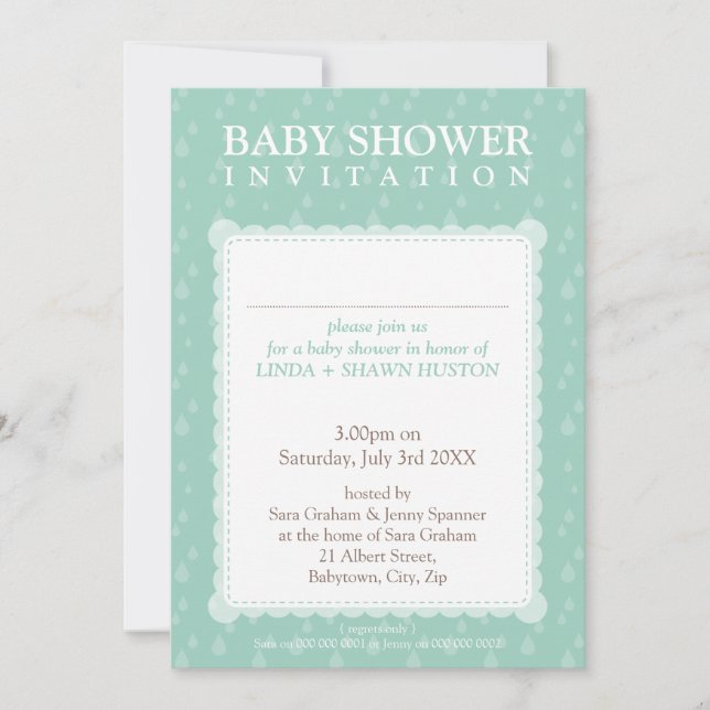 INVITATIONS baby showers :: gouttes de pluie 5P (Devant)