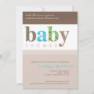 INVITATIONS baby showers :: lettres à motif bébé 1