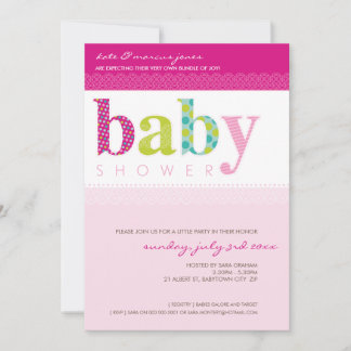 INVITATIONS baby showers :: lettres à motif bébé 3