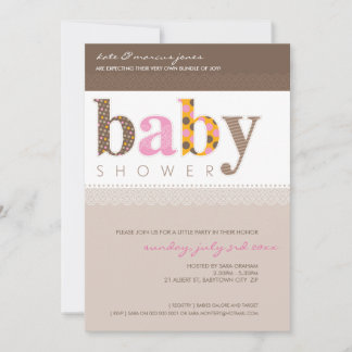 INVITATIONS baby showers :: lettres à motif bébé 5
