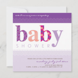 INVITATIONS baby showers :: lettres à motifs bébé