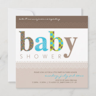 INVITATIONS baby showers :: lettres à motifs bébé