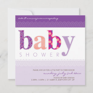 INVITATIONS baby showers :: lettres à motifs pour