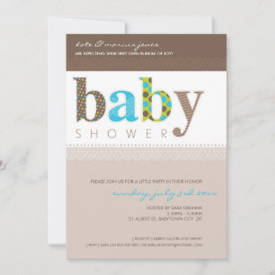 INVITATIONS baby showers :: lettres à motifs pour