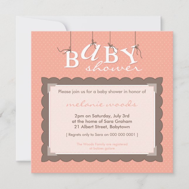 INVITATIONS baby showers :: lettres de bébé 5SQ (Devant)