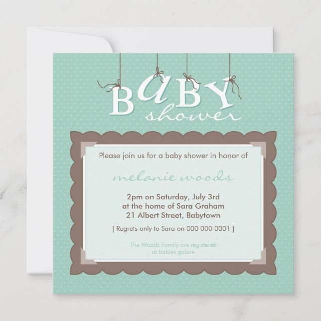 INVITATIONS baby showers :: lettres de bébé 6SQ (Devant)