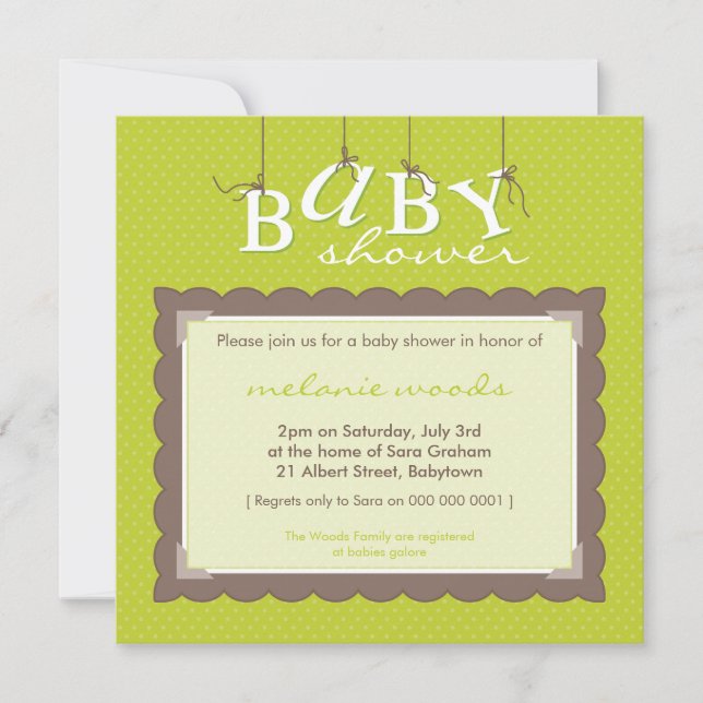 INVITATIONS baby showers :: lettres pour bébé 2SQ (Devant)