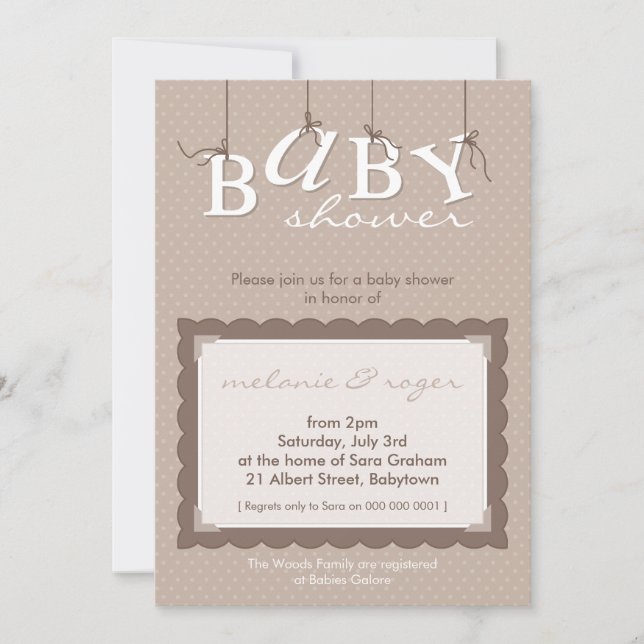 INVITATIONS baby showers :: lettres pour bébés 3P (Devant)