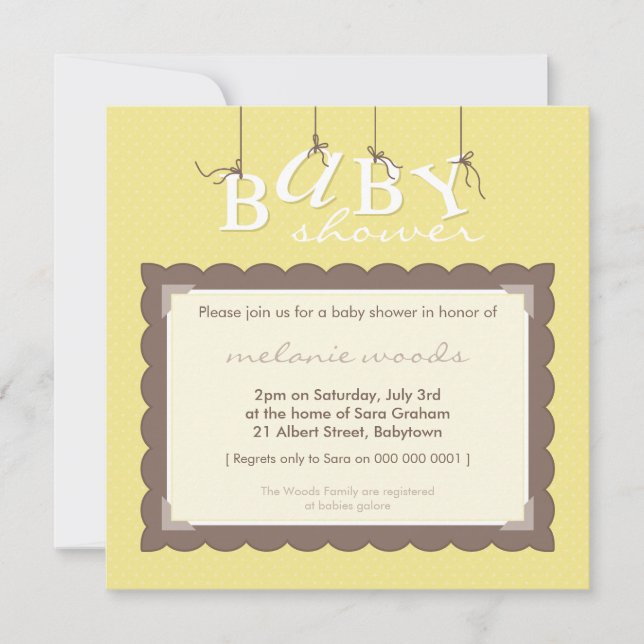 INVITATIONS baby showers :: lettres pour bébés 7SQ (Devant)