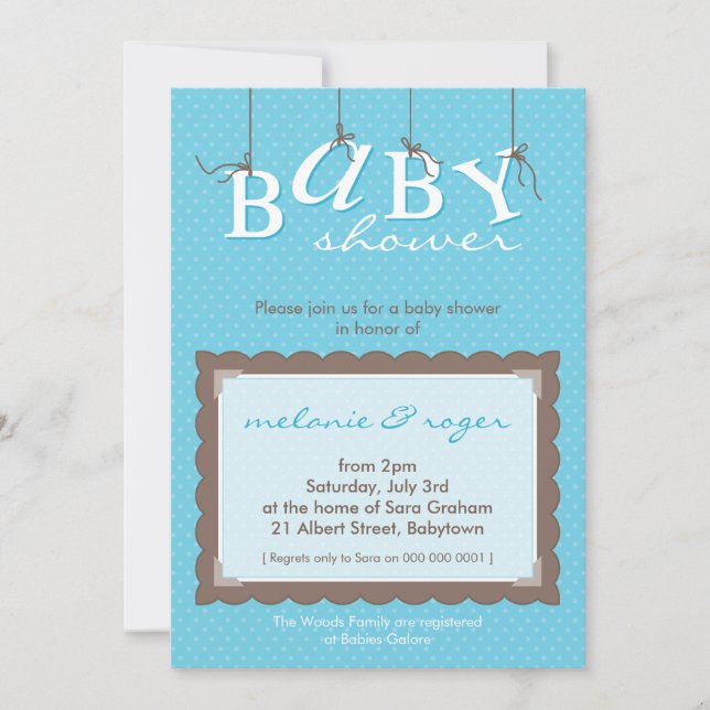 INVITATIONS baby showers :: lettres pour bébés 8P (Devant)