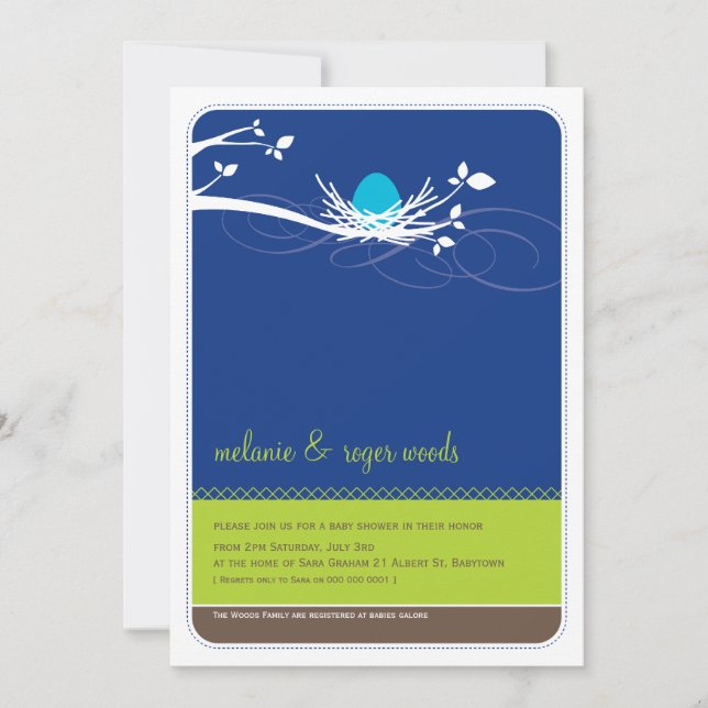 INVITATIONS baby showers :: nid complet 1P (Devant)