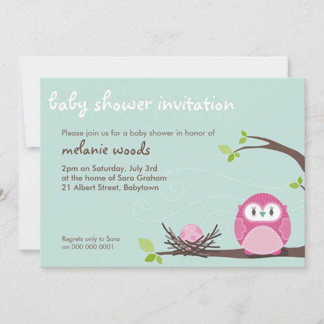 INVITATIONS baby showers :: owl + nid 3L (Devant)