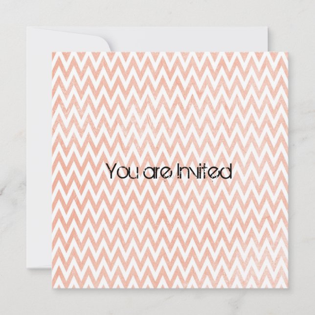 Invitations Baby showers Peach et White Chevron (Devant)