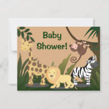 Invitations Baby showers personnalisés, Animaux de