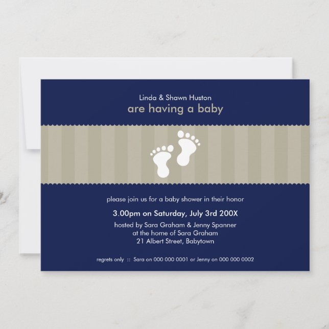 INVITATIONS baby showers :: pieds heureux 8L (Devant)