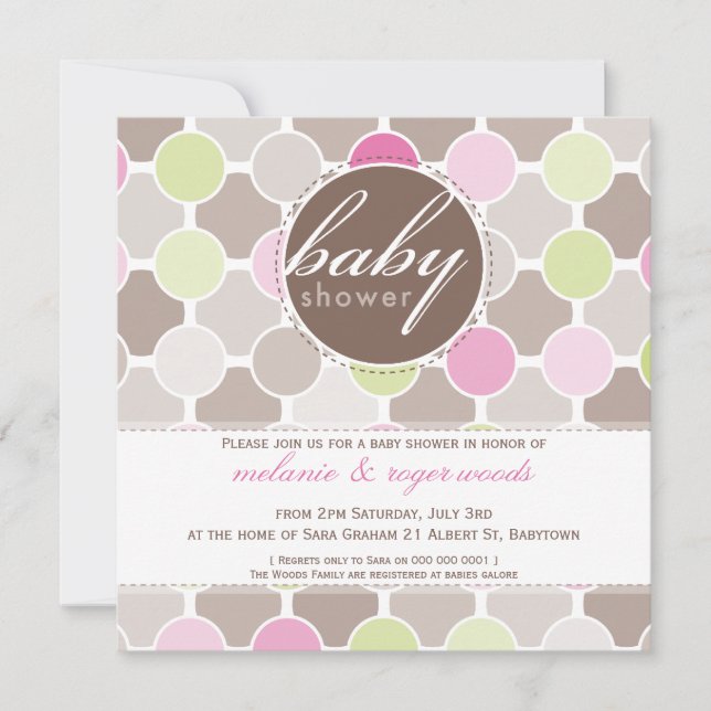 INVITATIONS baby showers :: taches de fizzy 4SQ (Devant)