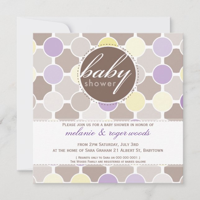 INVITATIONS baby showers :: taches de fizzy 8SQ (Devant)