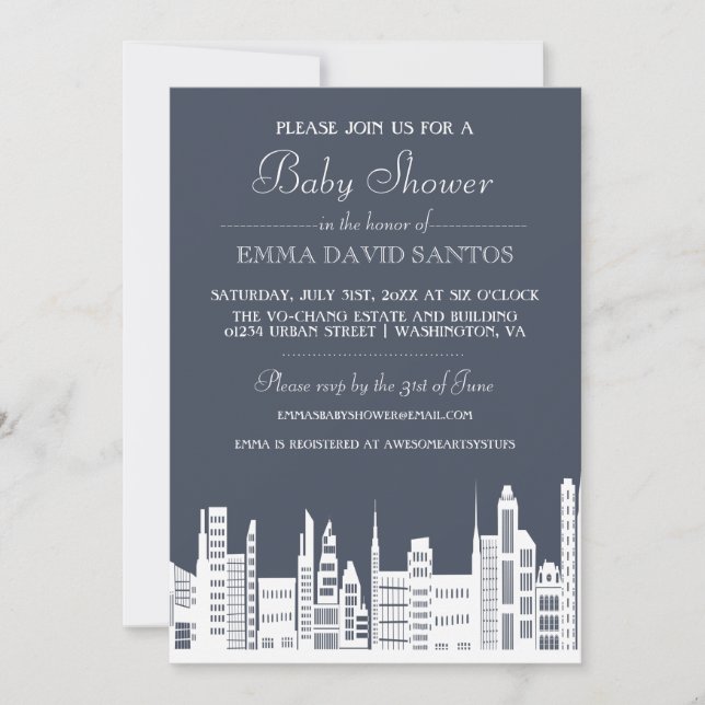 Invitations Baby showers urbains (Devant)