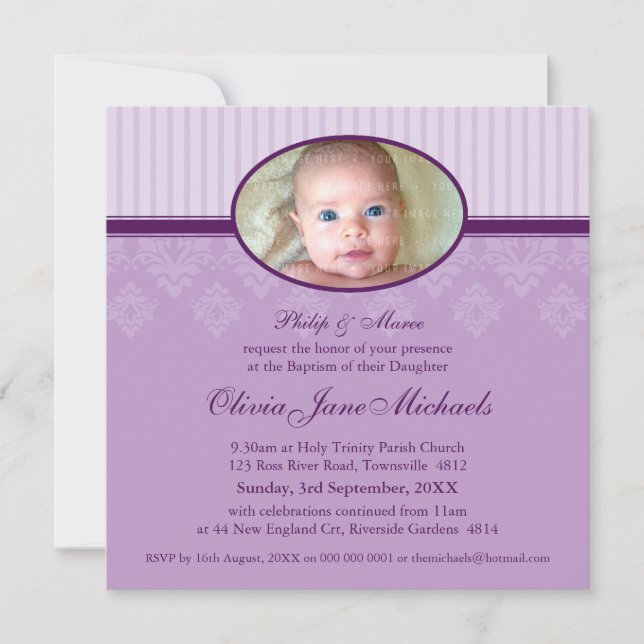 Invitations BAPTISM :: béni 2SQ (Devant)