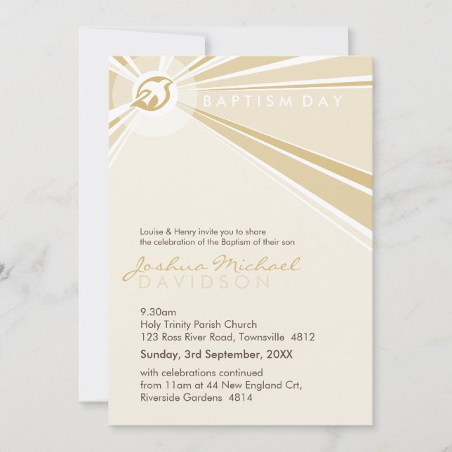 Invitations BAPTISM :: colombe moderne 2P (Devant)