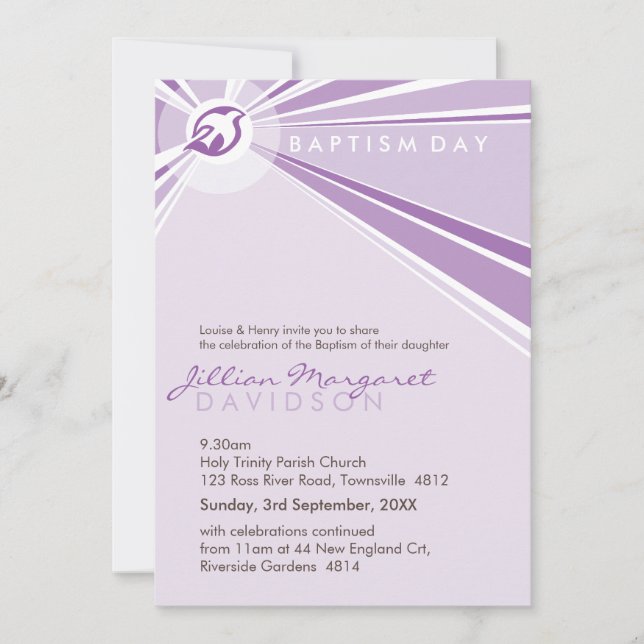 Invitations BAPTISM :: colombe moderne 6P (Devant)