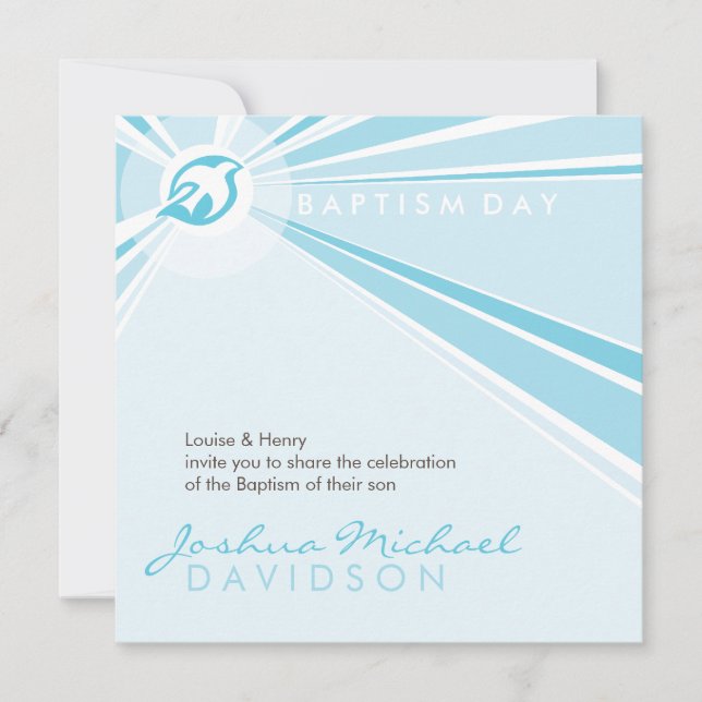 Invitations BAPTISM :: colombe moderne 9SQ (Devant)